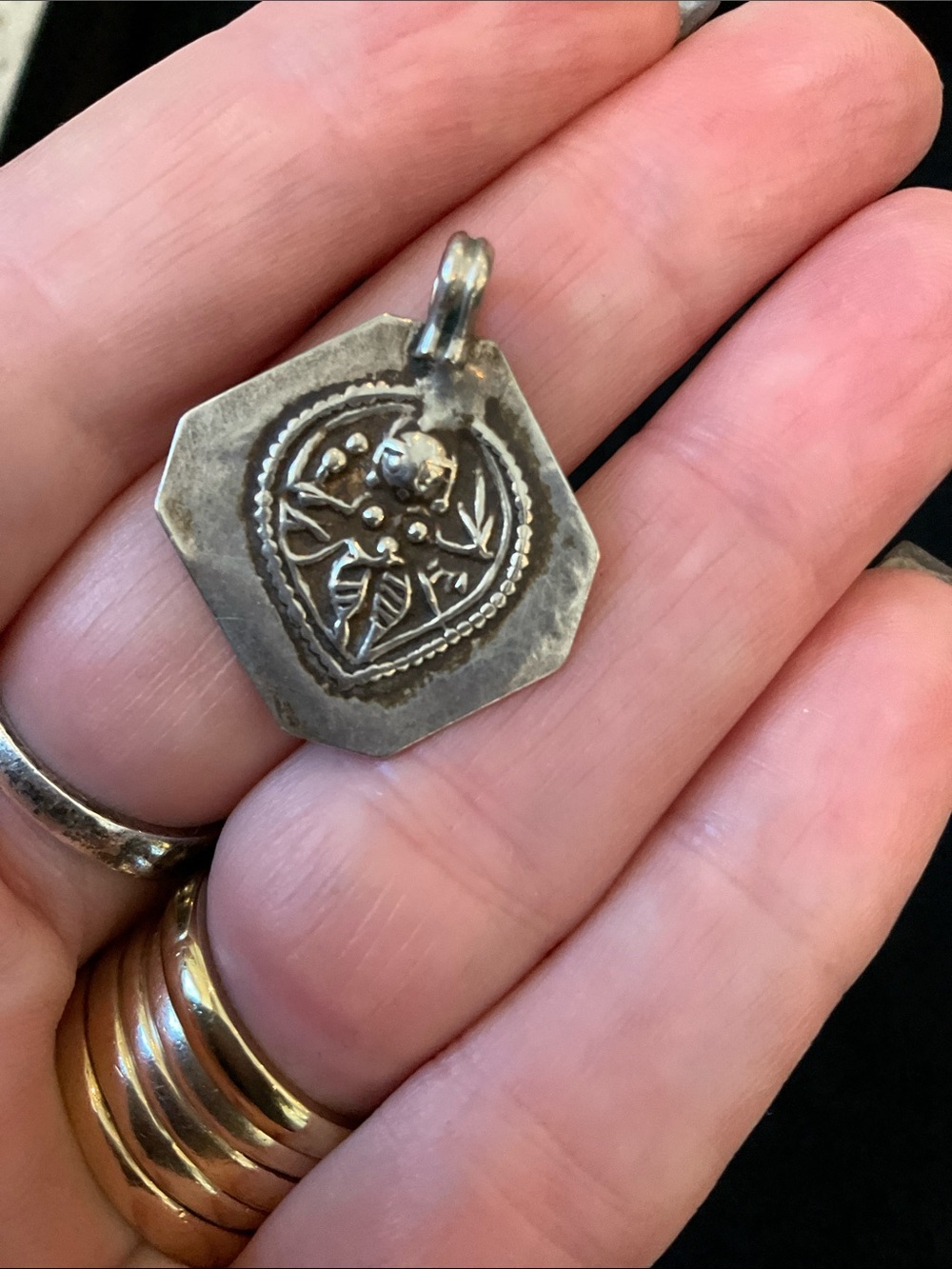 Vintage Silver Stamped Pendant